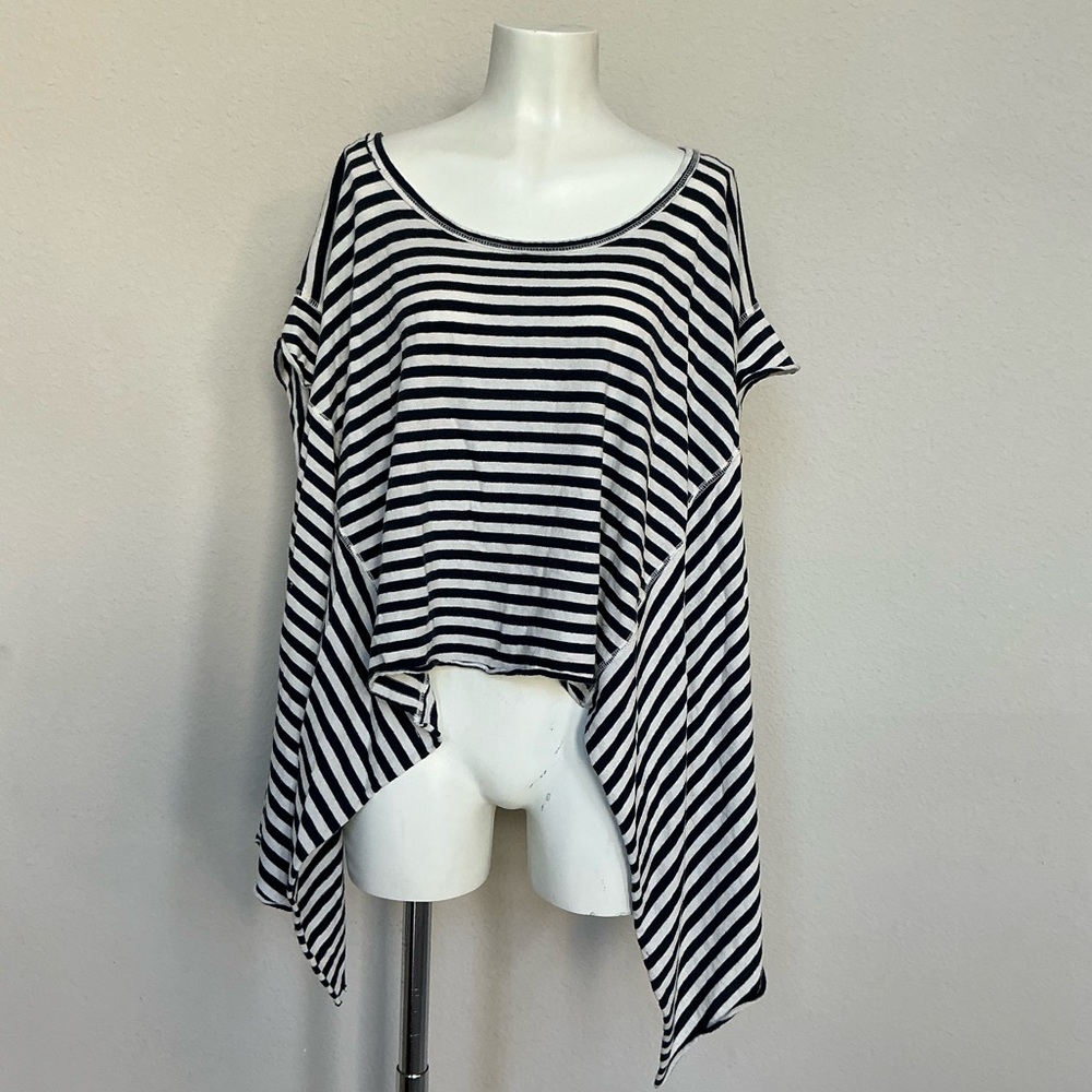 Free People Black & White Striped Asymmetrical Tunic